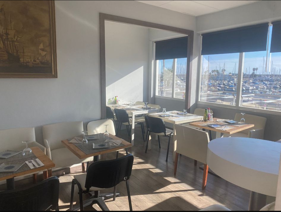 Dining room with marina views